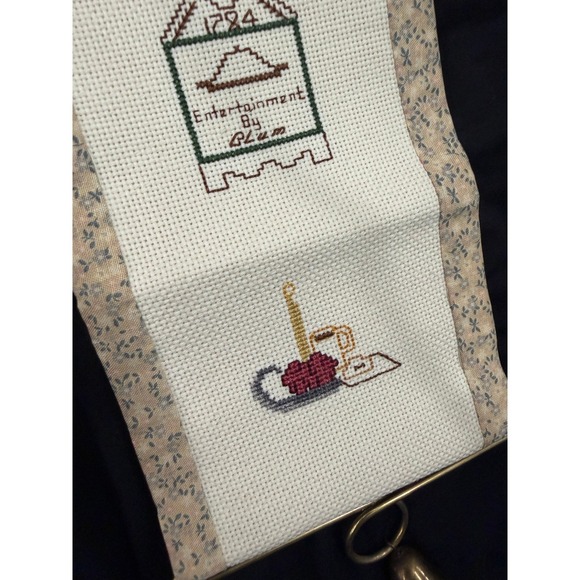 Old Salem Hand Cross Stitch Wall Hanging Tapestry Vintage Rustic Decor - Picture 2 of 5